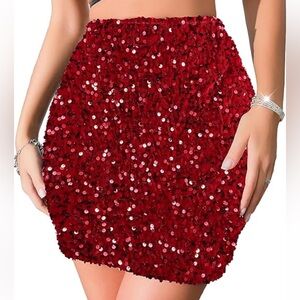 Amazon Glittering Red Mini Skirt